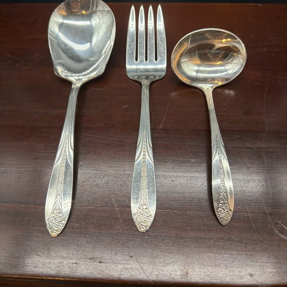 3 Piece Set National Silver Co. PRINCESS ROYAL Silverplate Silverware